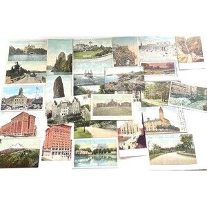 Lithograph Postcard Lot 25 Buildings Places Vintage Antique Ephemera